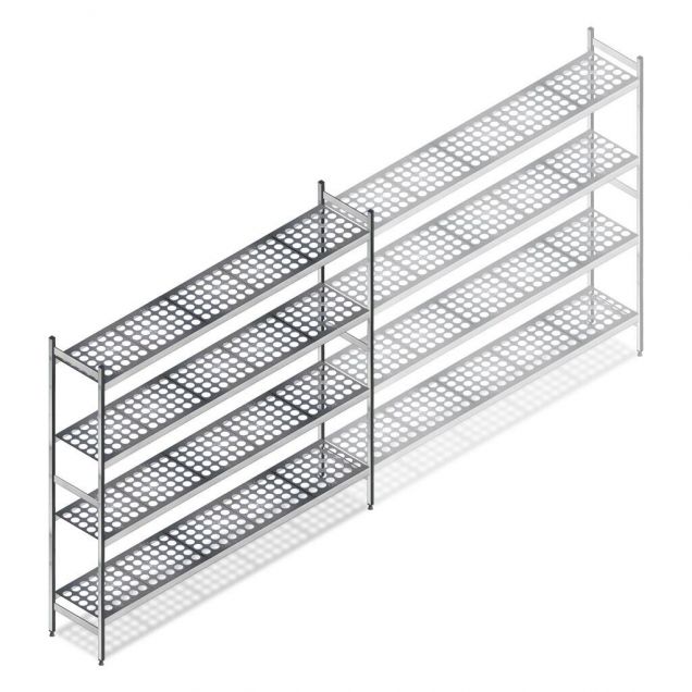 Hygienisches Regal 6611 1800x1500x360 mm (hxbxt) 4 Ebenen Anfangsregal