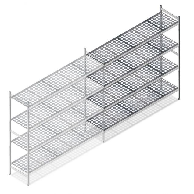 Hygienisches Regal 6611 1800x1500x560 mm (hxbxt) 4 Ebenen Anbauregal