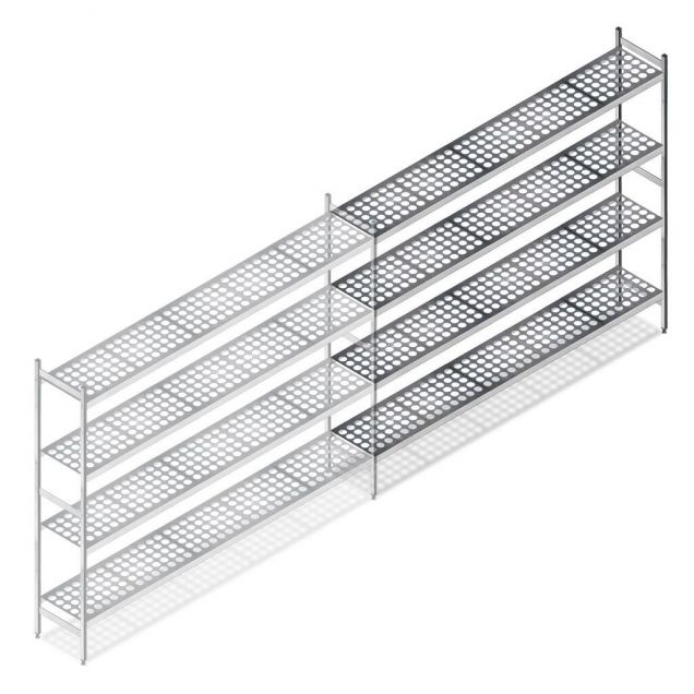 Hygienisches Regal 6611 1800x1620x360 mm (hxbxt) 4 Ebenen Anbauregal