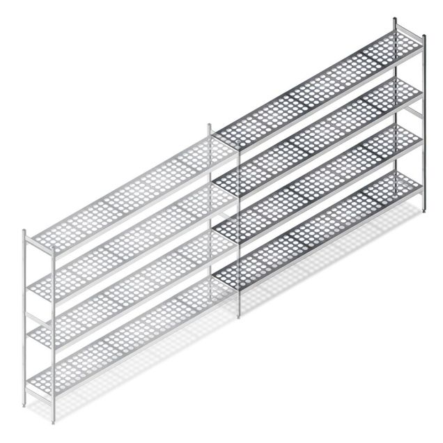Hygienisches Regal 6611 1800x1740x360 mm (HxBxT) 4 Ebenen Anbauregal