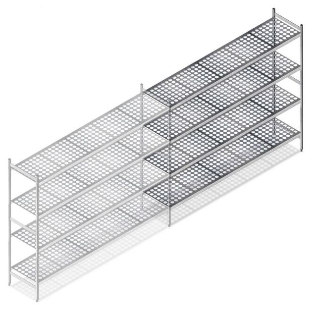 Hygienisches Regal 6611 1800x1740x560 mm (hxbxt) 4 Ebenen Anbauregal