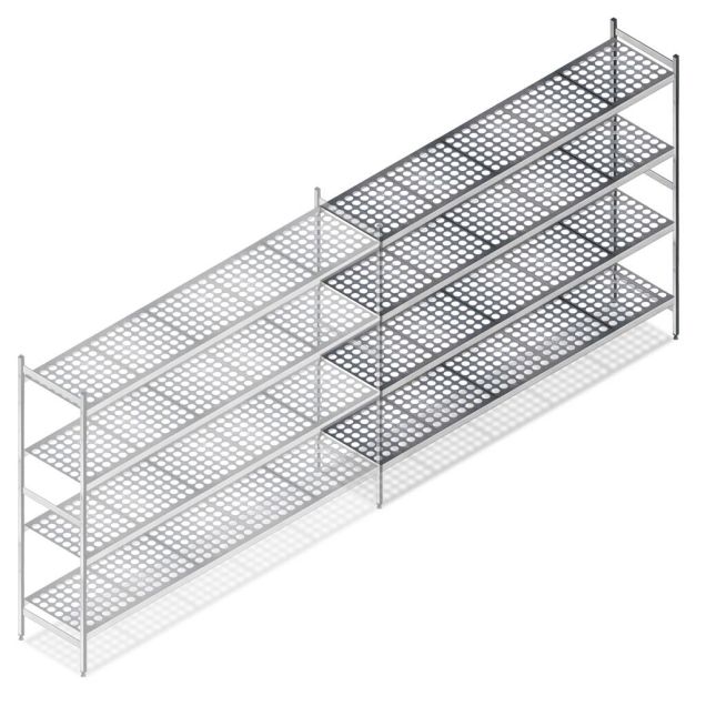 Hygienisches Regal 6611 1800x1740x560 mm (HxBxT) 4 Ebenen Anbauregal