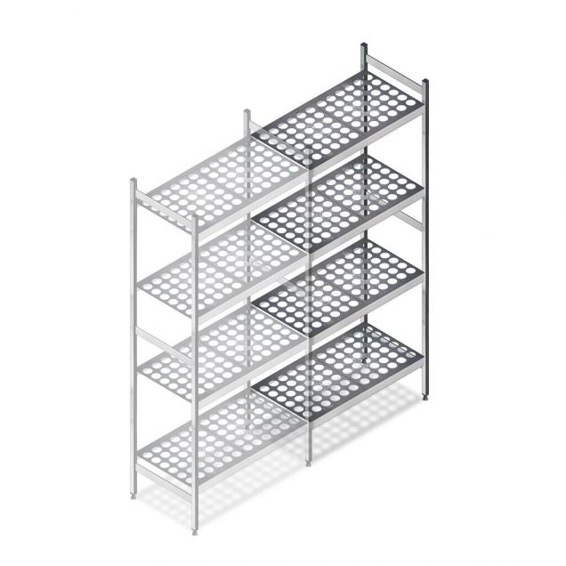 Hygienisches Regal 6611 1800x660x460 mm (hxbxt) 4 Ebenen Anbauregal