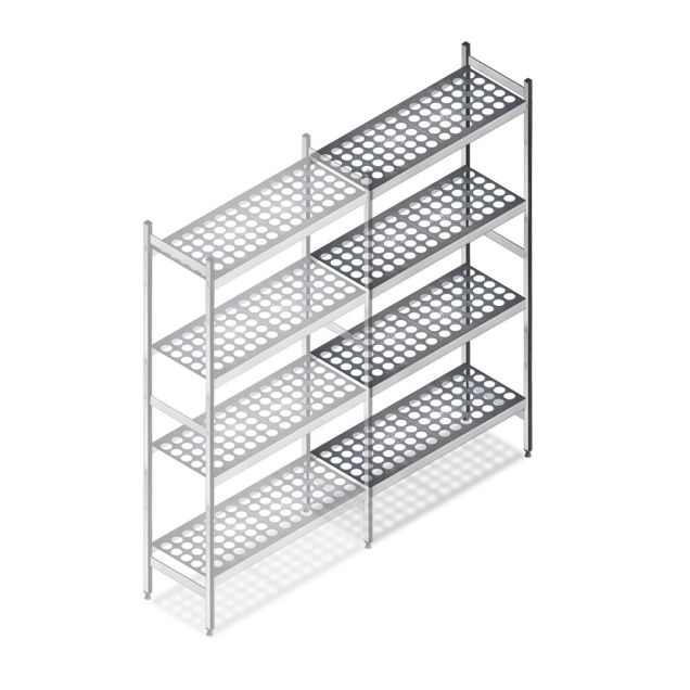 Hygienisches Regal 6611 1800x780x360 mm (HxBxT) 4 Ebenen Anbauregal