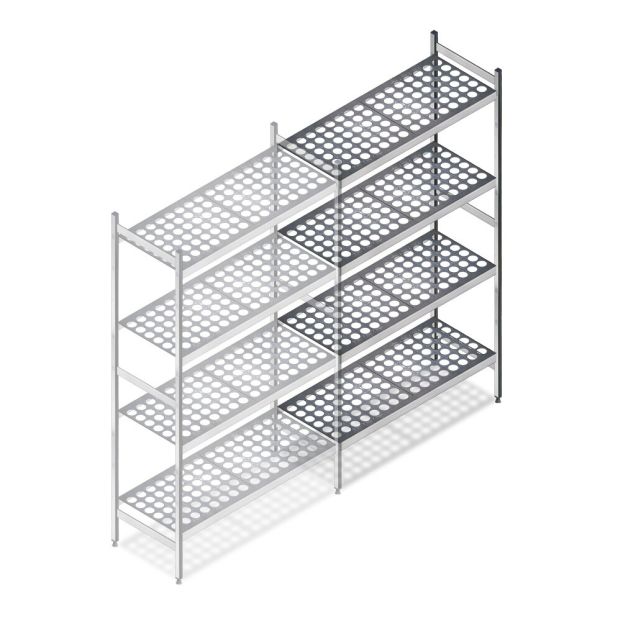 Hygienisches Regal 6611 1800x900x460 mm (HxBxT) 4 Ebenen Anbauregal