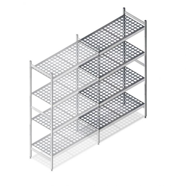 Hygienisches Regal 6611 1800x900x560 mm (hxbxt) 4 Ebenen Anbauregal