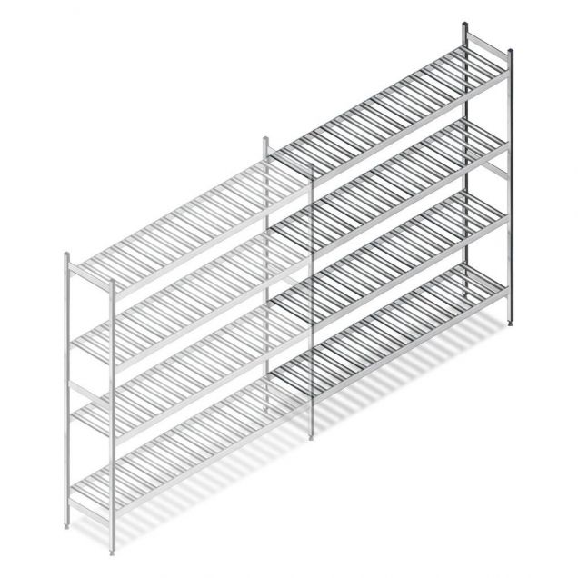 Hygienisches Regal 6811 1800x1080x360 mm (hxbxt) 4 Ebenen Anbauregal