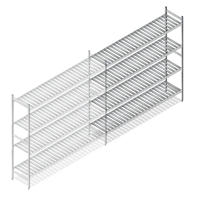 Hygienisches Regal 6811 1800x1320x460 mm (hxbxt) 4 Ebenen Anbauregal