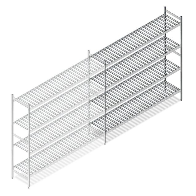 Hygienisches Regal 6811 1800x1320x460 mm (HxBxT) 4 Ebenen Anbauregal