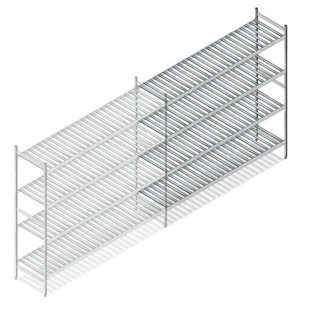 Hygienisches Regal 6811 1800x1500x560 mm (hxbxt) 4 Ebenen Anbauregal