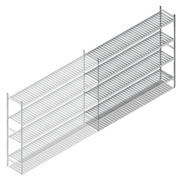 Hygienisches Regal 6811 1800x1740x460 mm (hxbxt) 4 Ebenen Anbauregal