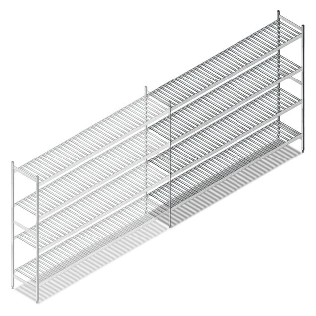 Hygienisches Regal 6811 1800x1740x460 mm (HxBxT) 4 Ebenen Anbauregal