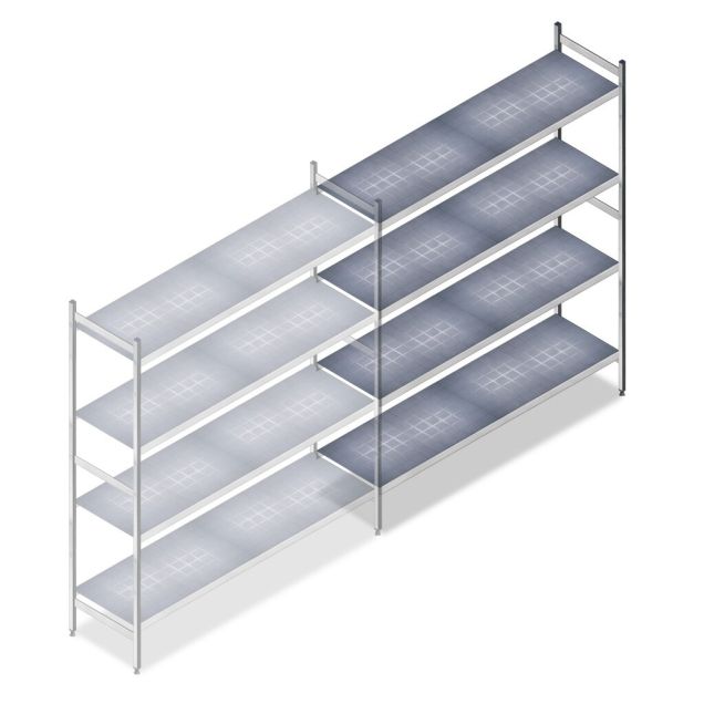 Hygienisches Regal 6622 1800x1080x460 mm (HxBxT) 4 Ebenen Anbauregal