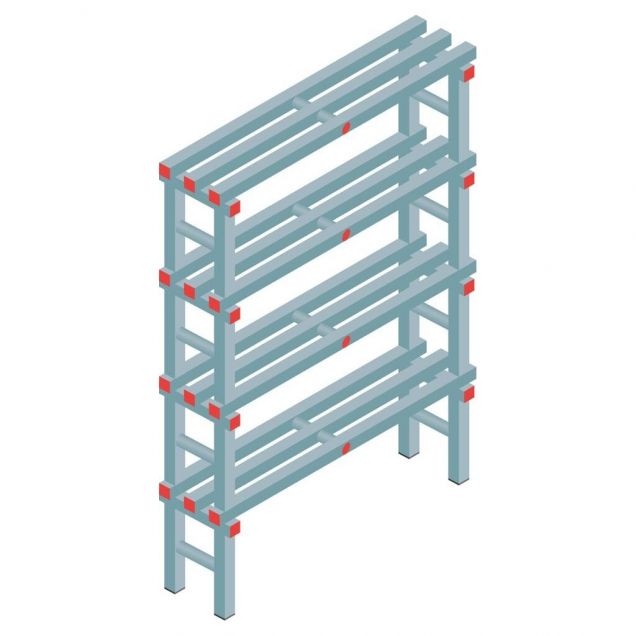 Kunststoffregal REA Euro 1450x1000x300 mm (hxbxt) 4 Ebenen