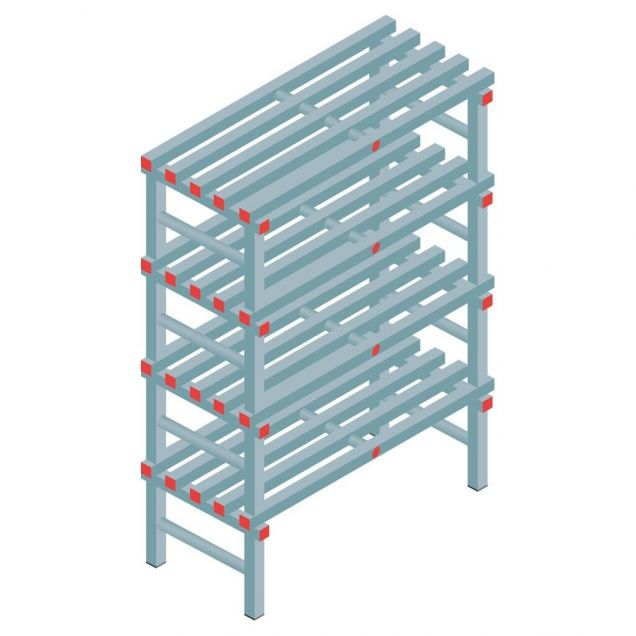 Kunststoffregal REA Euro 1450x1000x500 mm (hxbxt) 4 Ebenen