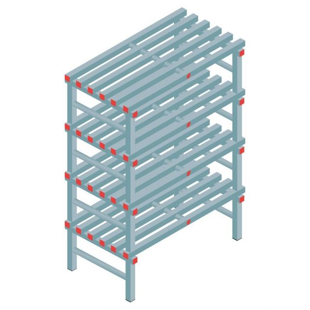 Kunststoffregal REA Euro 1450x1000x600 mm (hxbxt) 4 Ebenen