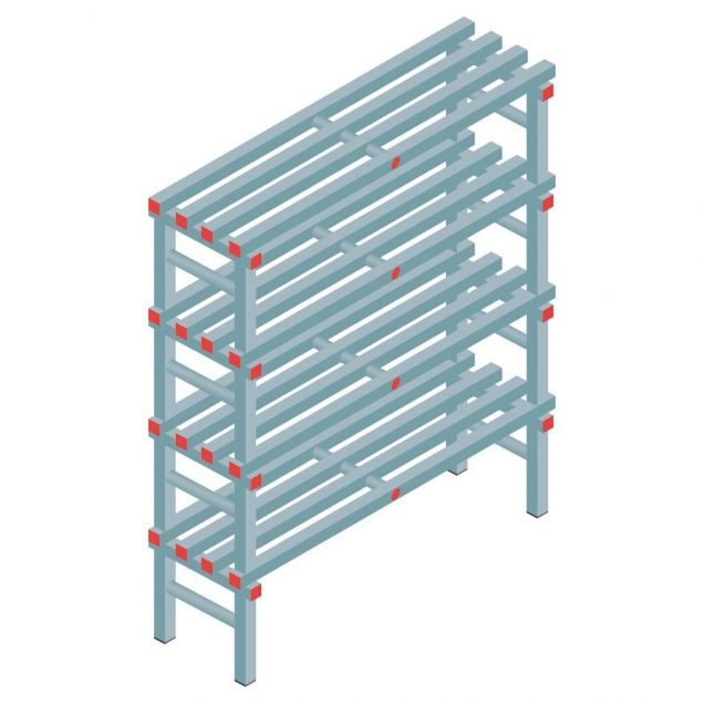 Kunststoffregal REA Euro 1450x1200x400 mm (hxbxt) 4 Ebenen