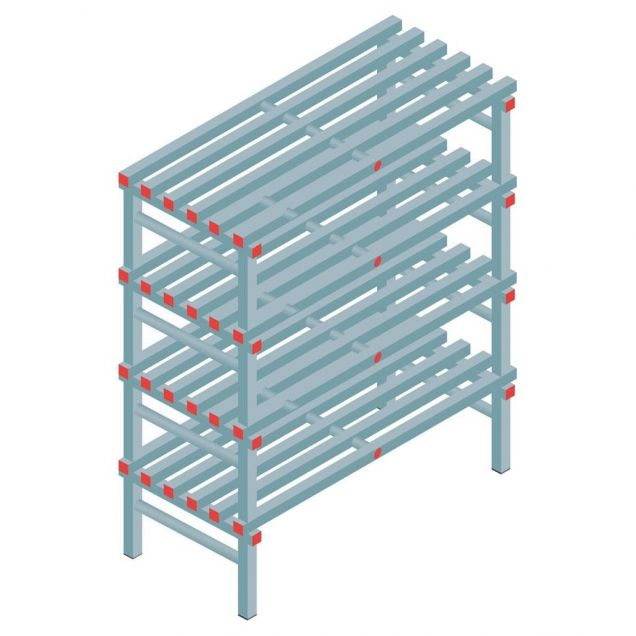 Kunststoffregal REA Euro 1450x1500x600 mm (hxbxt) 4 Ebenen