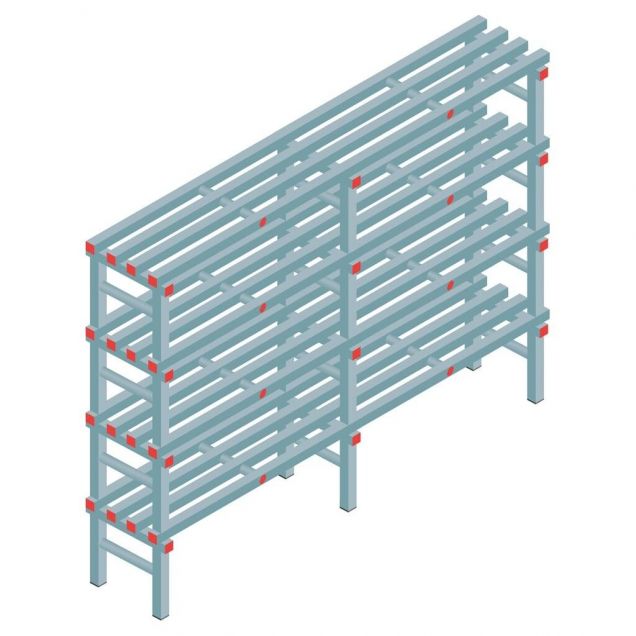 Kunststoffregal REA Euro 1450x2000x400 mm (hxbxt) 4 Ebenen