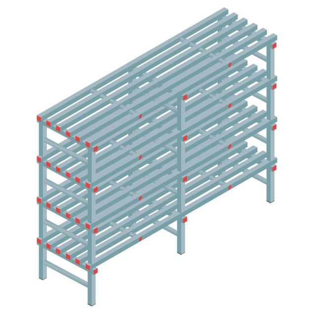 Kunststoffregal REA Euro 1450x2000x600 mm (HxBxT) 4 Ebenen