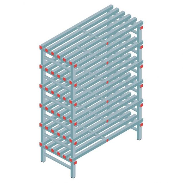 Kunststoffregal REA Euro 1750x1200x600 mm (hxbxt) 6 Ebenen