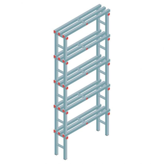 Kunststoffregal REA Euro 2450x1000x300 mm (hxbxt) 5 Ebenen