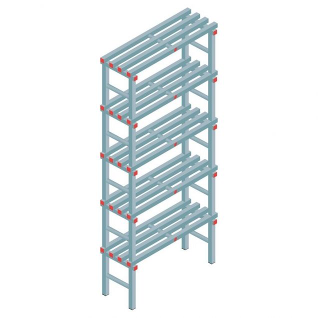 Kunststoffregal REA Euro 2450x1500x400 mm (hxbxt) 5 Ebenen