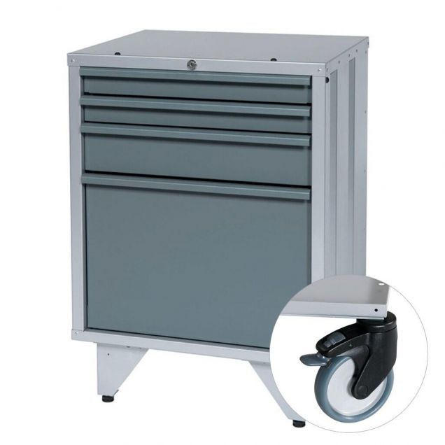 Kombi-Schubladenschrank mit 4 Schubladen mobil