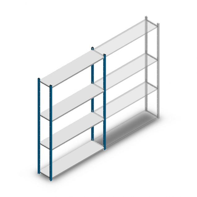 Fachbodenregal Medium Duty 2000x1300x300mm (hxbxt) 4 Ebenen blau Anfangsregal