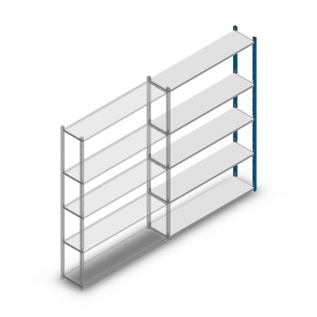 Fachbodenregal Medium Duty 2000x1300x300mm (hxbxt) 5 Ebenen blau Anbauregal