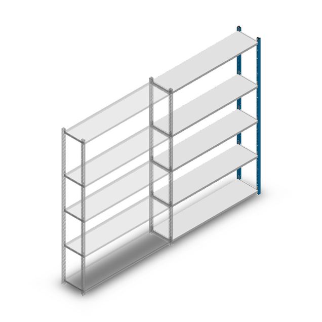 Fachbodenregal Medium Duty 2000x1300x300 mm (HxBxT) 5 Ebenen blau Anbauregal