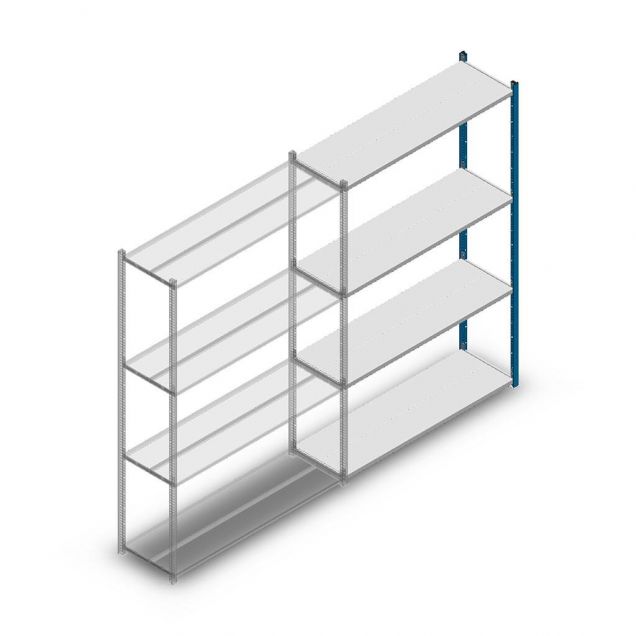 Fachbodenregal Medium Duty 2000x1300x400mm (hxbxt) 4 Ebenen blau Anbauregal