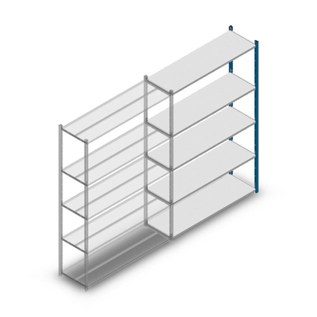 Fachbodenregal Medium Duty 2000x1300x400 mm (HxBxT) 5 Ebenen blau Anbauregal