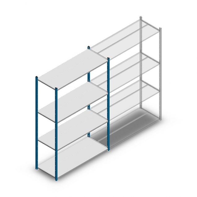 Fachbodenregal Medium Duty 2000x1300x500mm (hxbxt) 4 Ebenen blau Anfangsregal