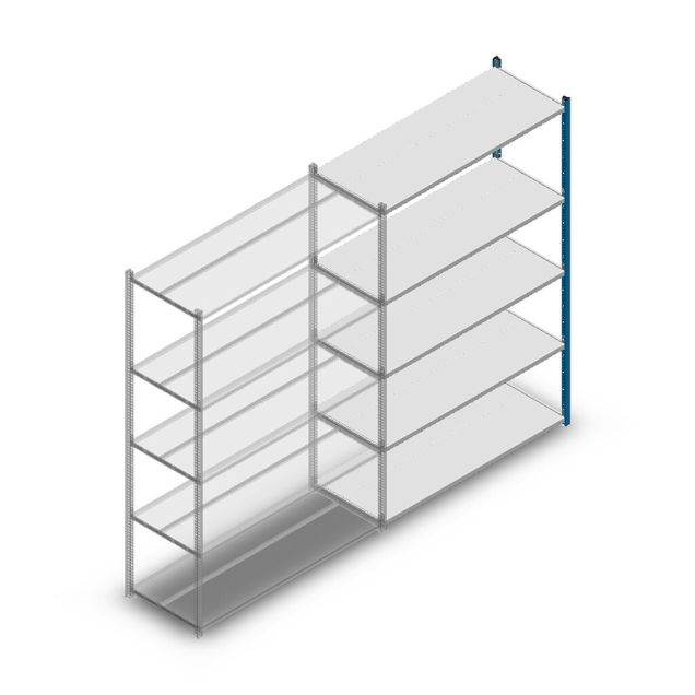 Fachbodenregal Medium Duty 2000x1300x500 mm (HxBxT) 5 Ebenen blau Anbauregal