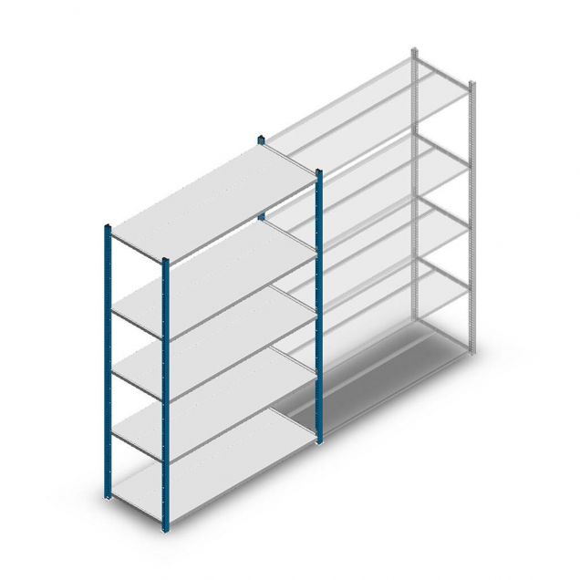 Fachbodenregal Medium Duty 2000x1300x500mm (hxbxt) 5 Ebenen blau Anfangsregal