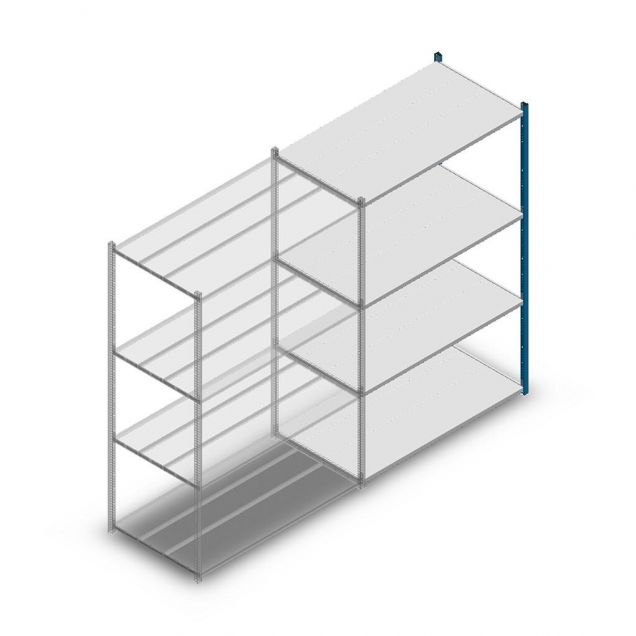 Fachbodenregal Medium Duty 2000x1300x700mm (hxbxt) 4 Ebenen blau Anbauregal