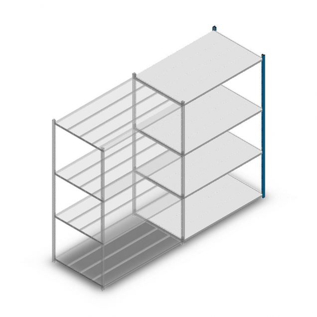 Fachbodenregal Medium Duty 2000x1300x800mm (hxbxt) 4 Ebenen blau Anbauregal
