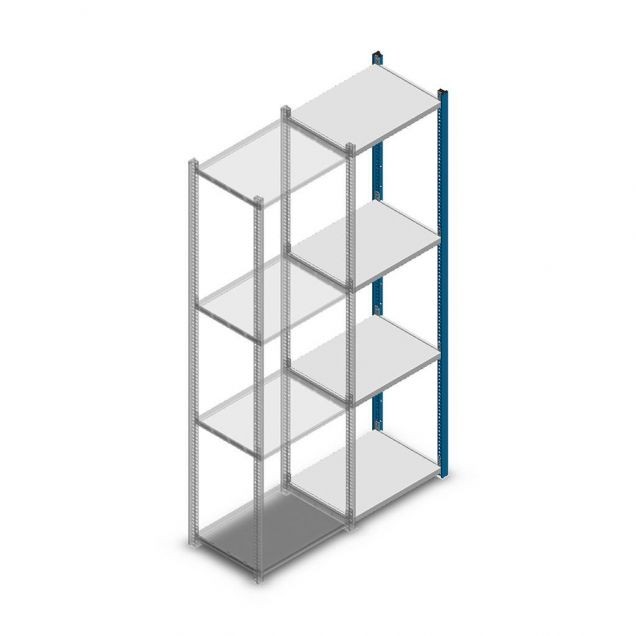 Fachbodenregal Medium Duty 2000x550x400mm (hxbxt) 4 Ebenen blau Anbauregal