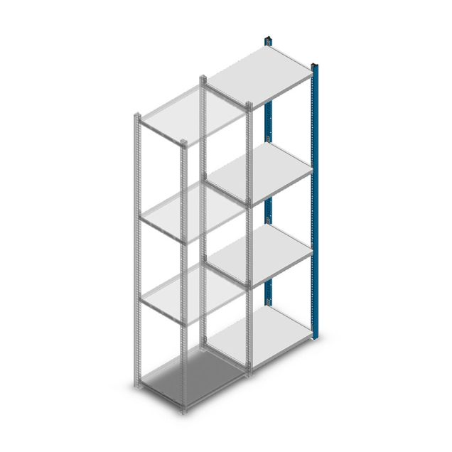Fachbodenregal Medium Duty 2000x550x400 mm (HxBxT) 4 Ebenen blau Anbauregal