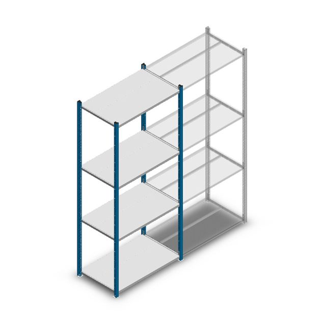 Fachbodenregal Medium Duty 2000x850x500mm (hxbxt) 4 Ebenen blau Anfangsregal