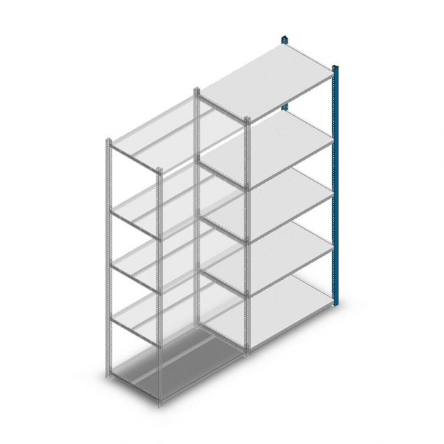 Fachbodenregal Medium Duty 2000x850x500mm (hxbxt) 5 Ebenen blau Anbauregal