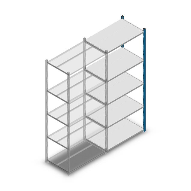 Fachbodenregal Medium Duty 2000x850x500 mm (HxBxT) 5 Ebenen blau Anbauregal