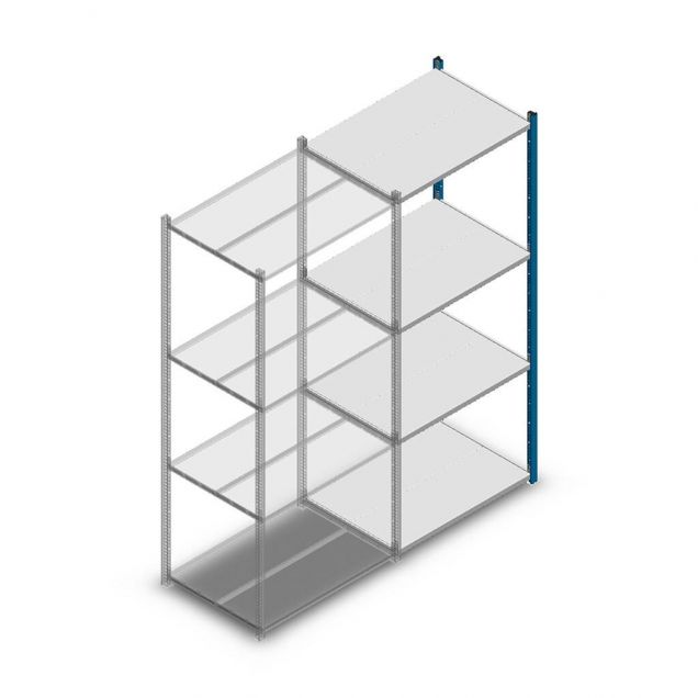 Fachbodenregal Medium Duty 2000x850x600mm (hxbxt) 4 Ebenen blau Anbauregal