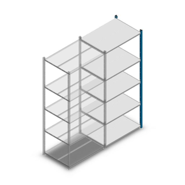 Fachbodenregal Medium Duty 2000x850x600 mm (HxBxT) 5 Ebenen blau Anbauregal