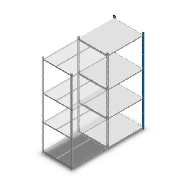 Fachbodenregal Medium Duty 2000x850x700mm (hxbxt) 4 Ebenen blau Anbauregal