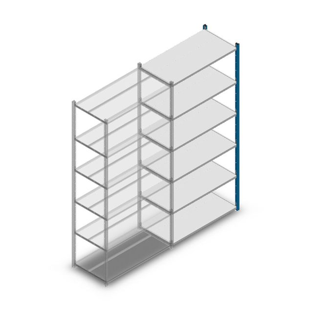 Fachbodenregal Medium Duty 2000x1000x500 mm (HxBxT) 6 Ebenen blau Anbauregal