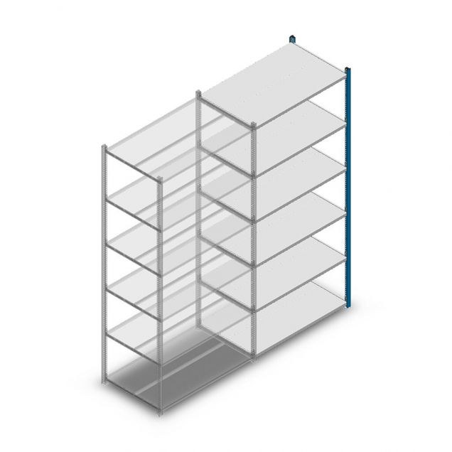 Fachbodenregal Medium Duty 2000x1000x600mm (hxbxt) 6 Ebenen blau Anbauregal