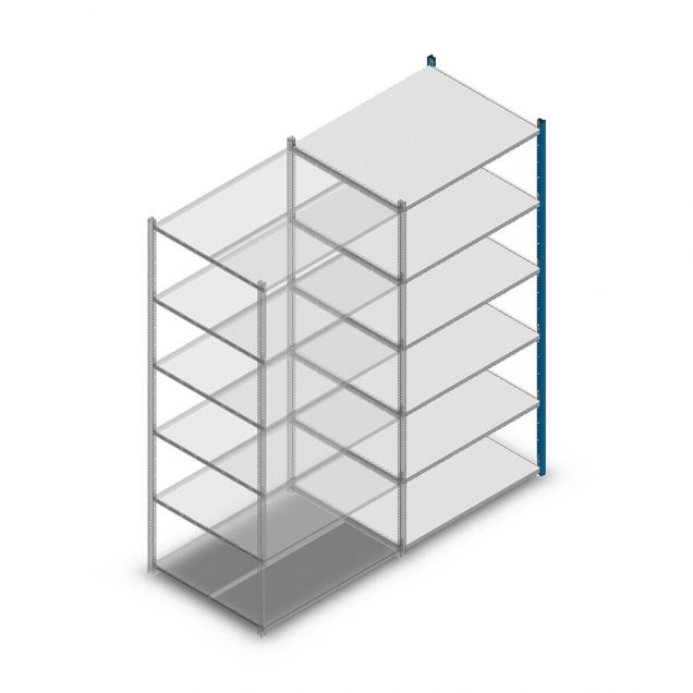 Fachbodenregal Medium Duty 2000x1000x800mm (hxbxt) 6 Ebenen blau Anbauregal