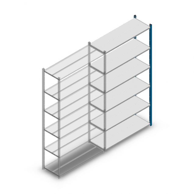 Fachbodenregal Medium Duty 2000x1150x400mm (hxbxt) 6 Ebenen blau Anbauregal